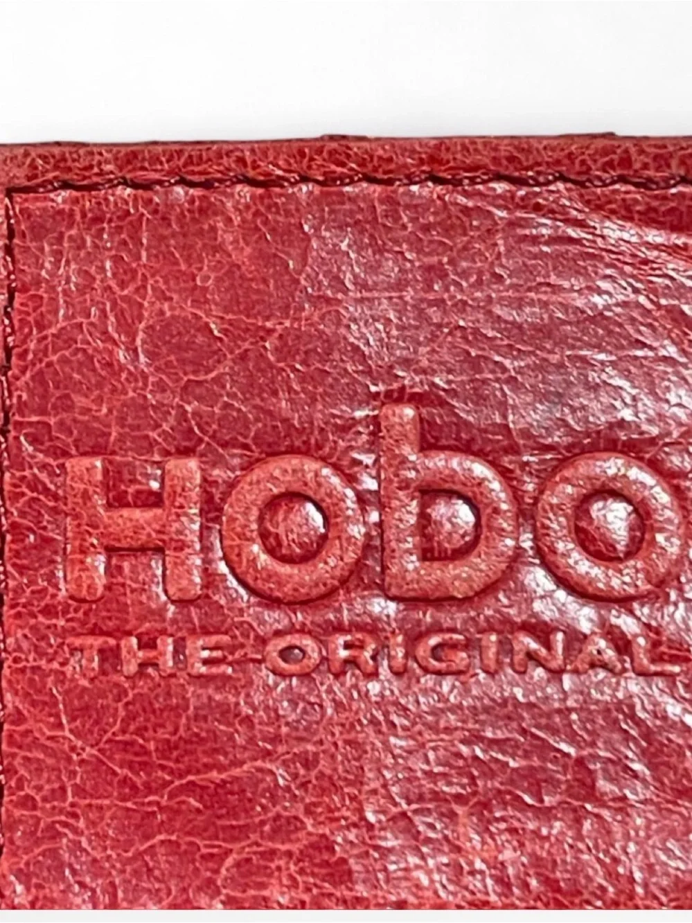 HOBO The Original Lauren Double Frame Clutch Wallet Red Glazed Leather